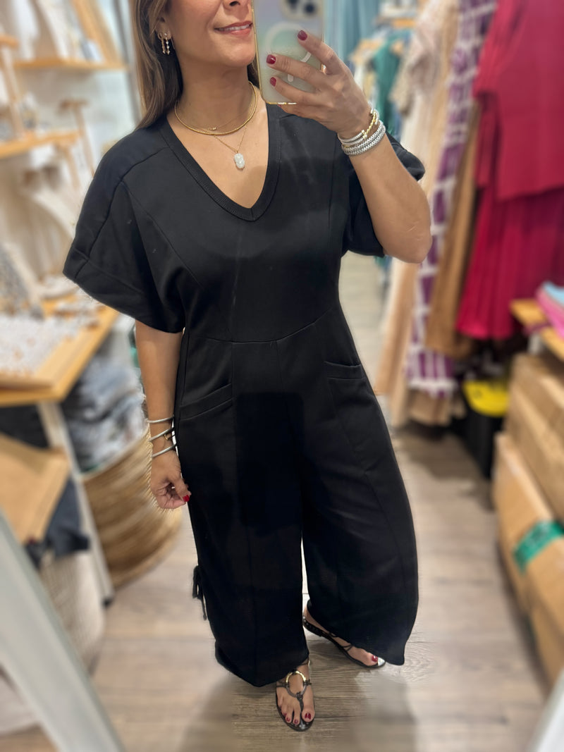 Black V-Neck Jumpsuit