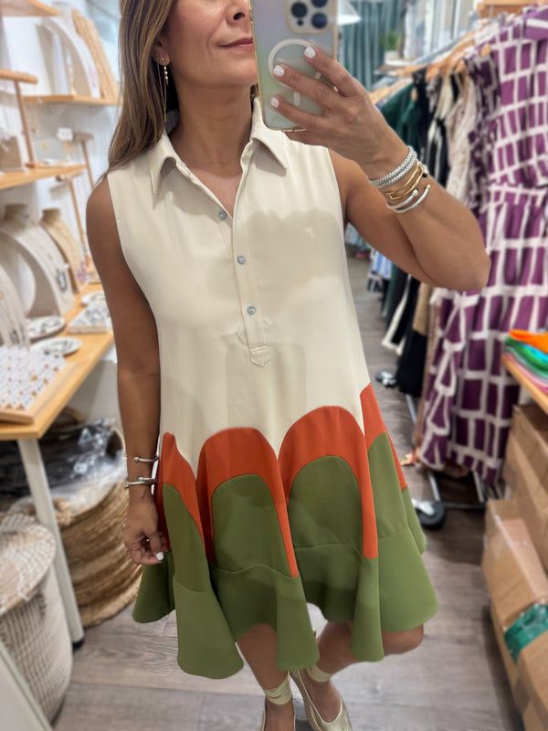 Almond Collared Neck Dress