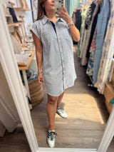 Navy Stripes Shirt Dress