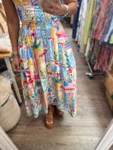 Colorful Print Top & Skirt Set