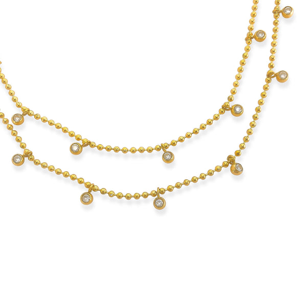 Gold Double Beaded Chain Necklace (TA)