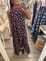 Red Print Asymmetrical Hem Dress