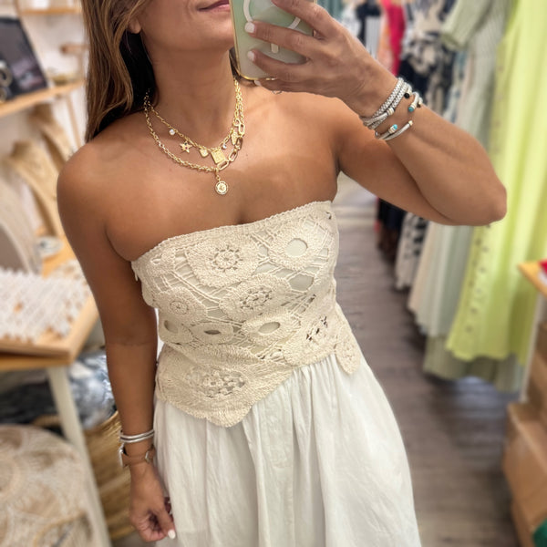 Beige Crochet Tube Top