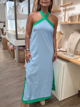 Blue & Green Halter Dress