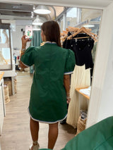 Hunter Green Contrast Trim Dress