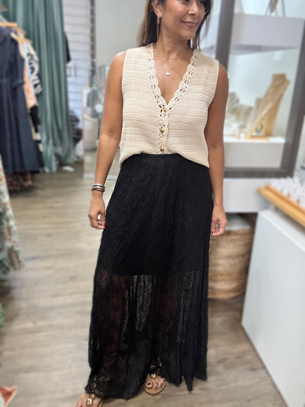 Black Lace Maxi Skirt