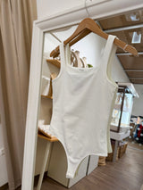 White Square Neck Bodysuit