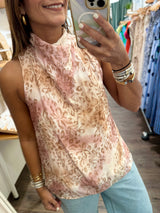 Blush Brown Cowl Neck Top