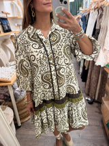 Olive Paisley Print Dress