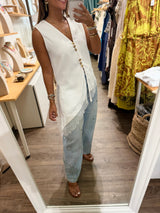 White Asymmetrical Lace Hem Top