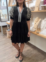 Black Velvet Tiered Dress