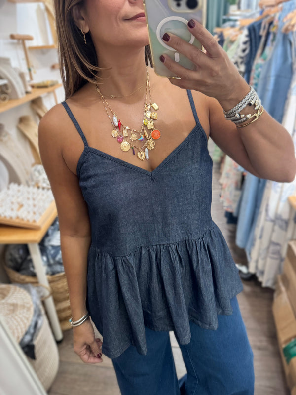 Dark Denim Strappy Top