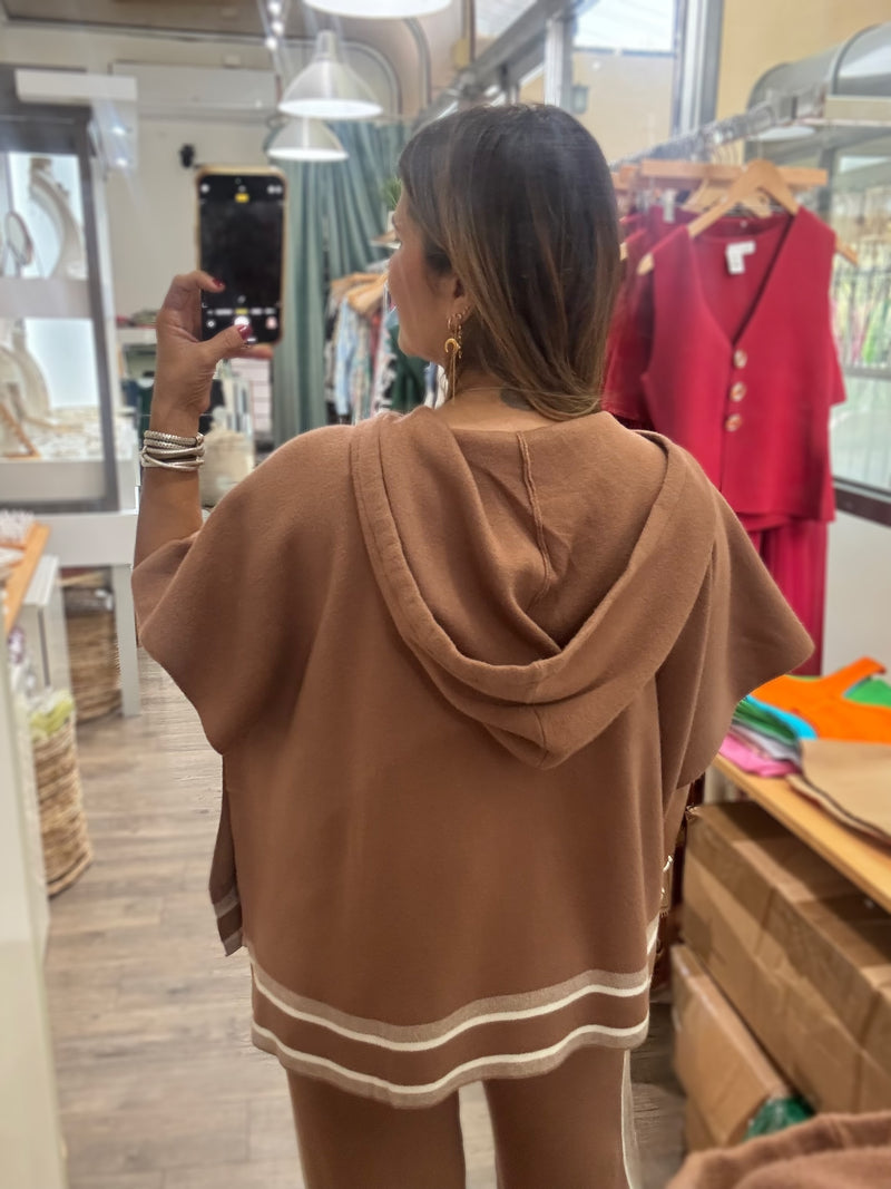 Mocha Stripe Detail Top & Pant Set