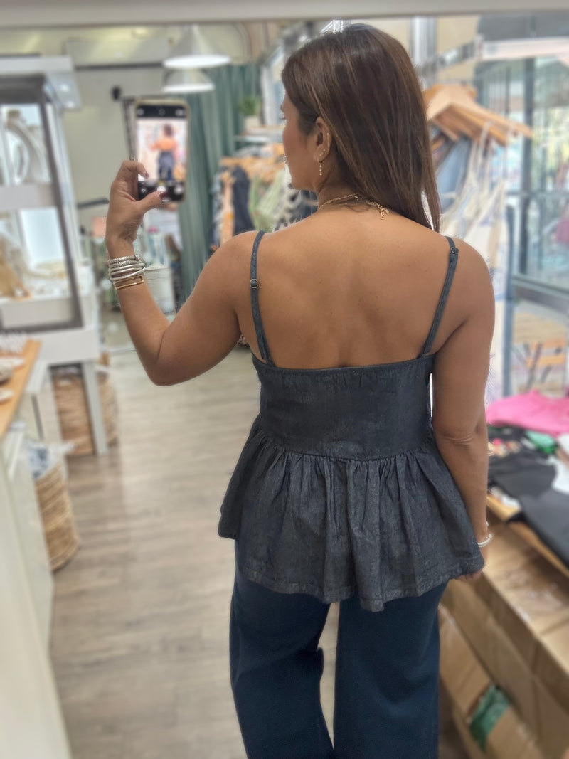 Dark Denim Strappy Top