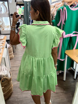 Lime Stripes Tiered Dress