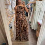 Leopard Print Halter Maxi Dress