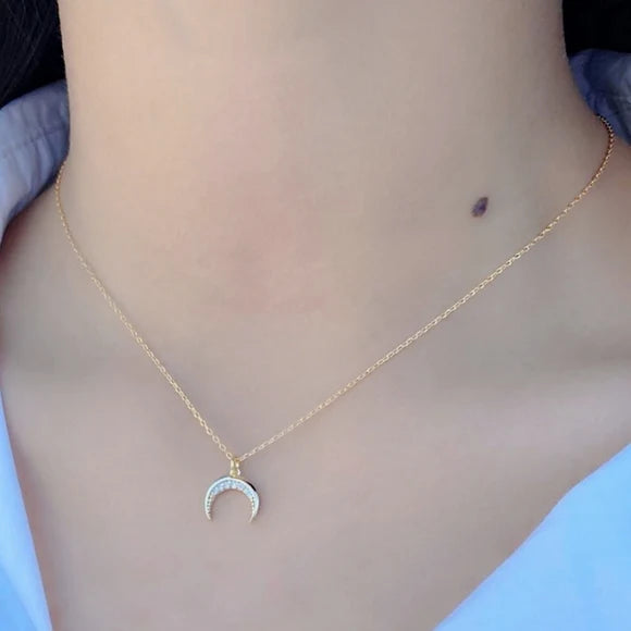 Gold Crescent Moon Necklace (NK)