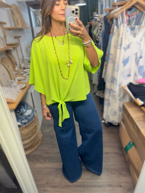 Lime Green Front Knot Top