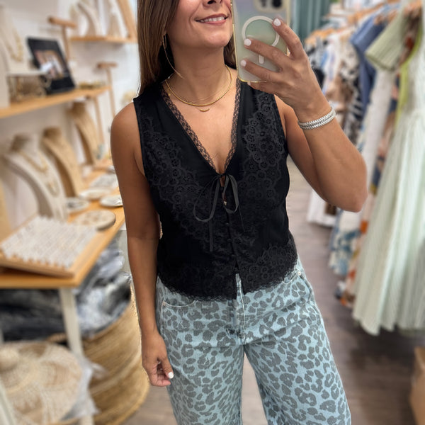 Black Lace Trim Top