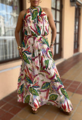 Colorful Halter Maxi Dress