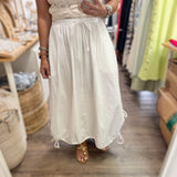 White Drawstring Maxi Skirt