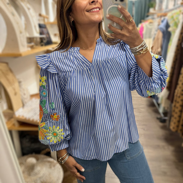 Embroidered Sleeves Top