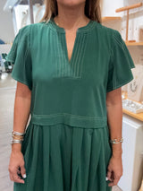 Hunter Green Contrast Stitch Dress