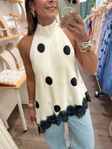 Polka Dots Asymmetrical Hem Top