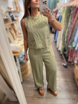 Olive Scalloped Detail Jumpsuit