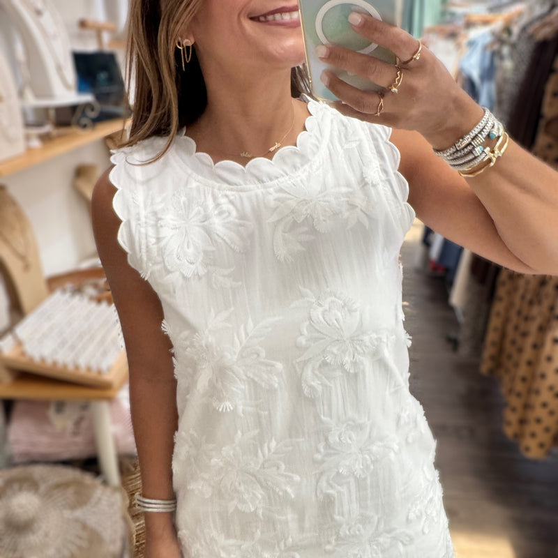 White Embroidered Shift Dress