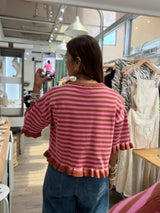Pink & Brick Stripes Top