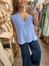 Denim Blue Back Detail Top