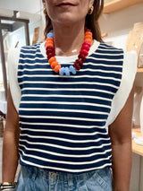 Navy & White Stripes Top