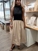 Black & Taupe Contrast Dress