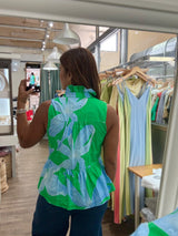 Green & Blue Eyelet Top