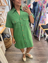 Green Contrast Stitch Dress