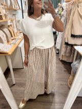 Almond Checkered Maxi Dress w/ Top