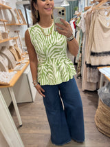 Green Zebra Print Top