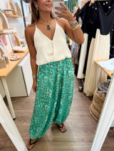 Ivory Top & Leopard Harem Pants Set