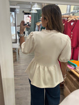 Vanilla Ruffled Trim Top