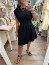 Black Cinched Waist Dress