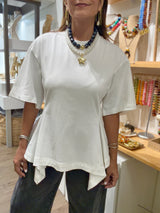 White Fitted Waist Top