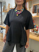 Black Fitted Waist Top