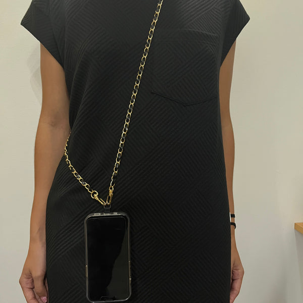 Black & Gold Crossbody Phone Chain 1