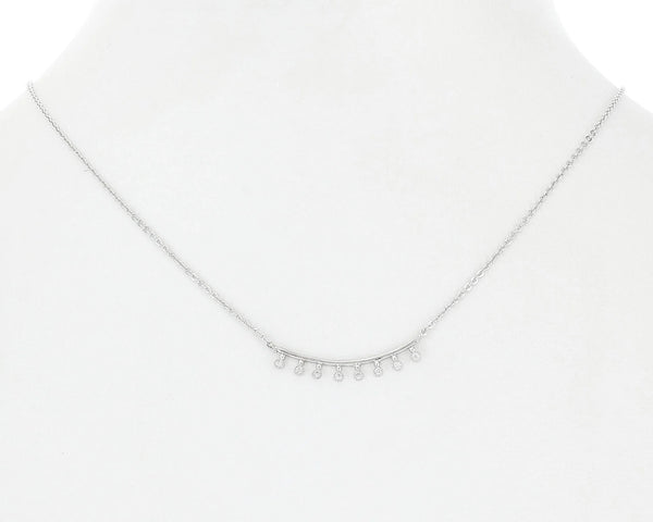 Silver Curved Bar w/Dangling Stones Necklace (NB)