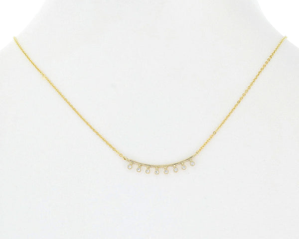 Gold Curved Bar w/Dangling Stones Necklace (NA)