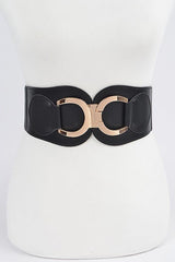 Faux Leather Wide Elastic Belt
