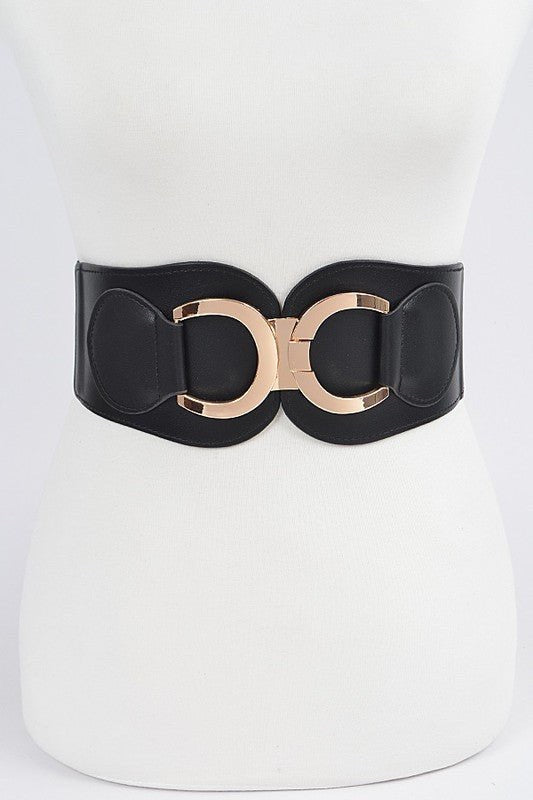 Faux Leather Wide Elastic Belt