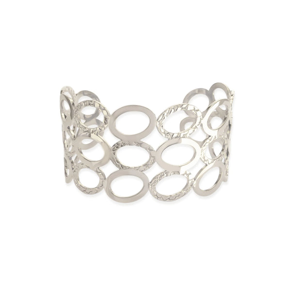 Silver Oval Pattern Cuff Bracelet (BD)