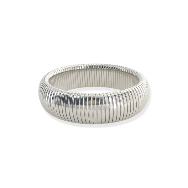 Silver Semi-Stretch Cobra Ribbed Bracelet (BE)